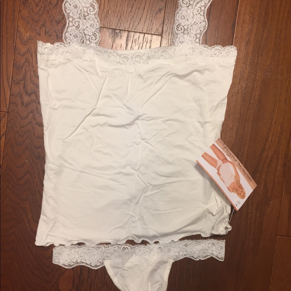 womens Elegant Moments Tank top and Thong Medium lingerie cream color